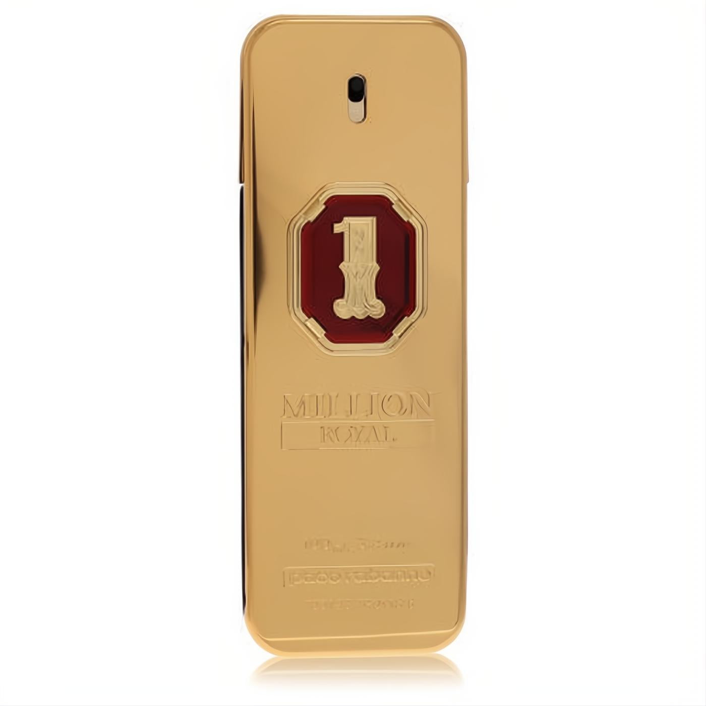 Luxurious gold Paco Rabanne 1 Million Royal men's parfum spray bottle with a bold red '1' emblem.