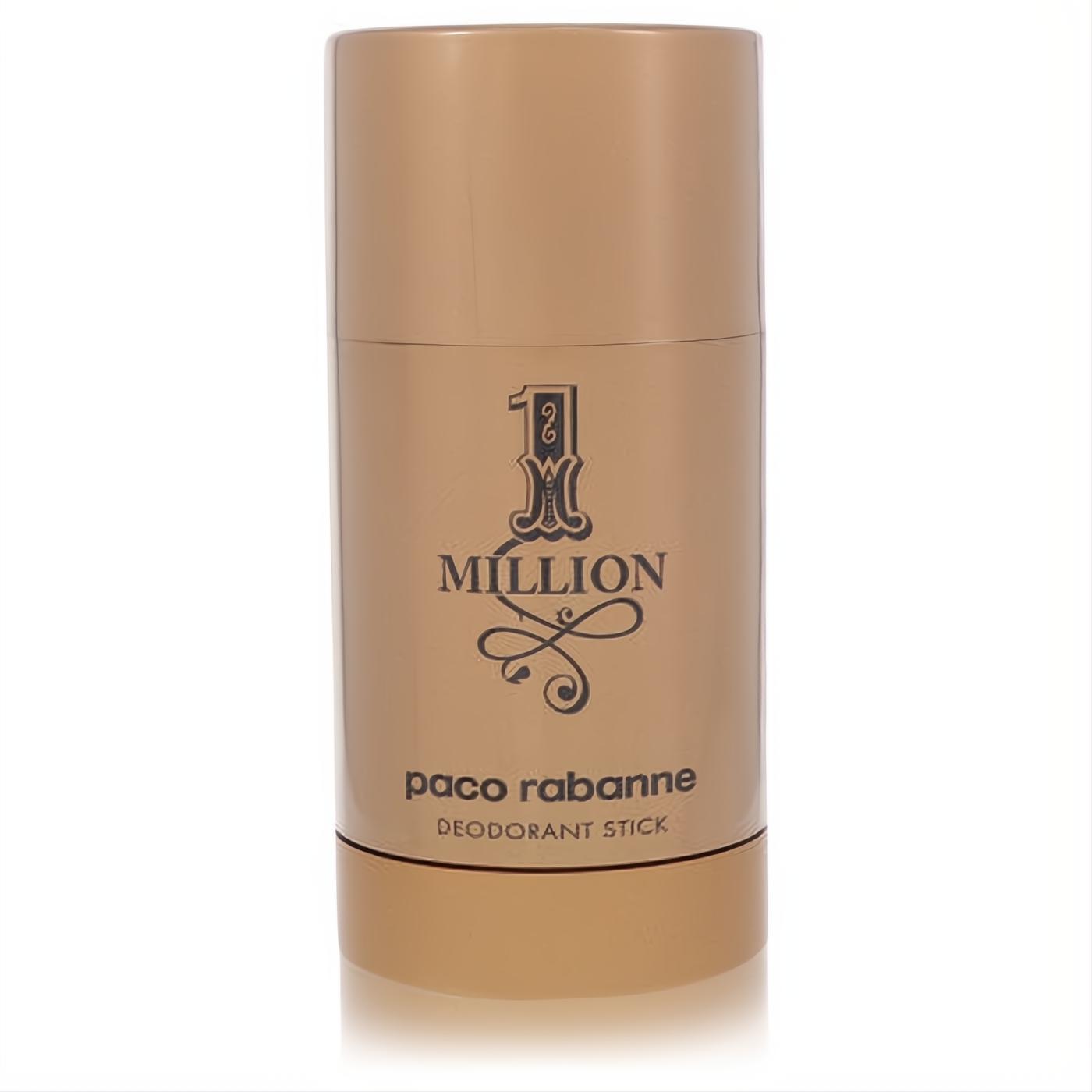 Luxurious gold Paco Rabanne 1 Million men's deodorant stick. Sleek metallic design with iconic logo.