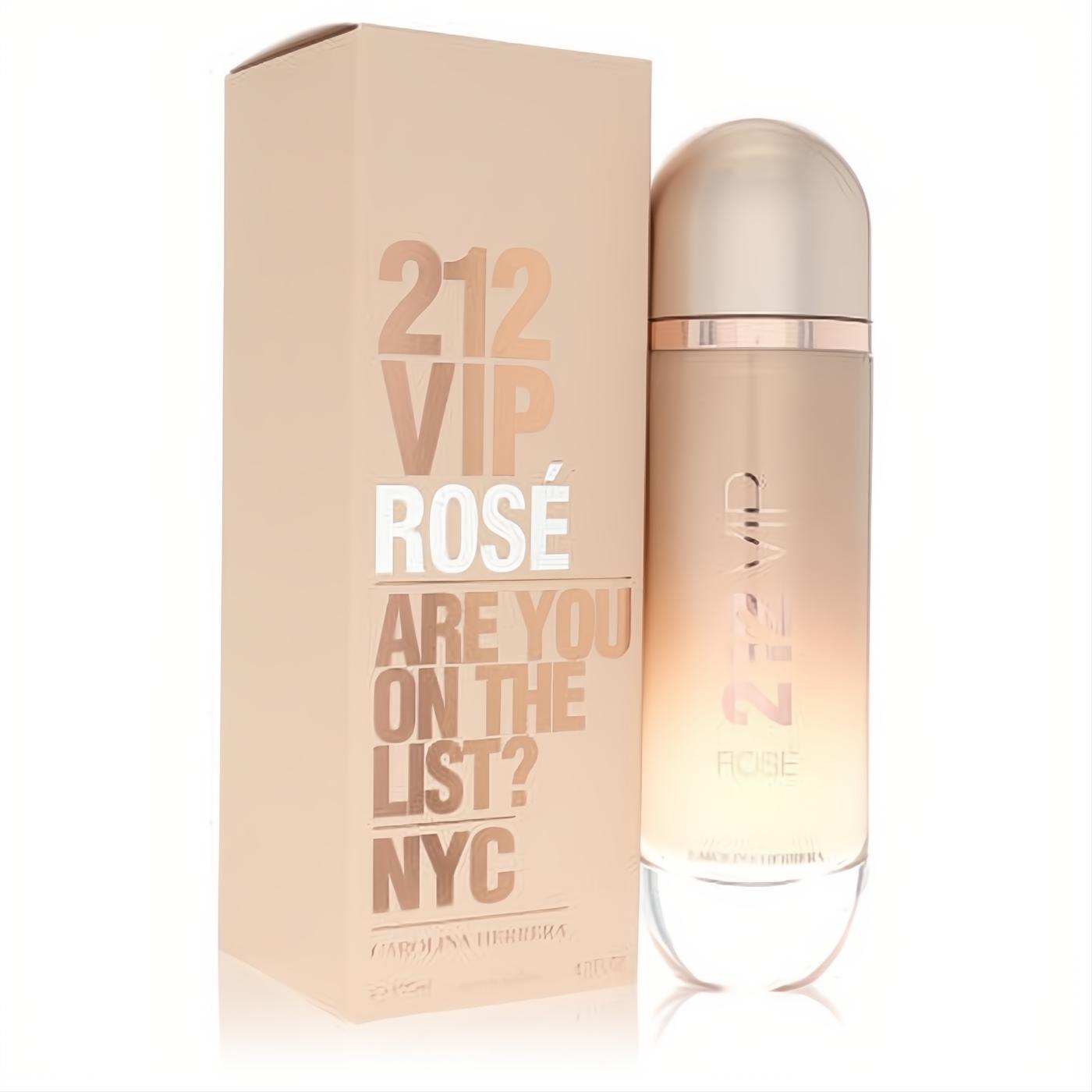 Confident 212 VIP Rosé Carolina Herrera 4.2 oz women's perfume. Elegant rose gold ombré bottle and matching box.