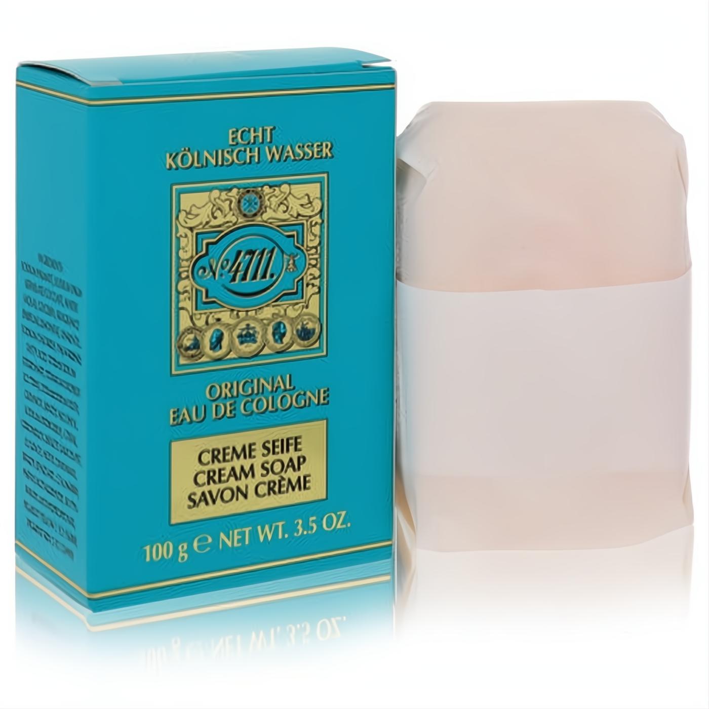 Luxurious 4711 Original Eau de Cologne Cream Soap, 3.5 oz. Iconic turquoise and gold box with the wrapped, creamy bar.