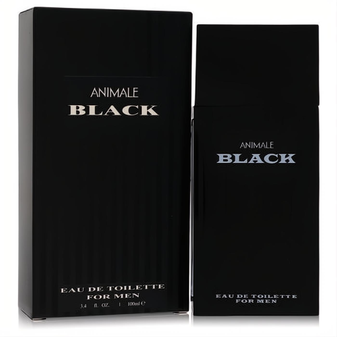 Bold Animale Black 3.4 oz Eau De Toilette for Men. Sleek black bottle and packaging for a signature fragrance.