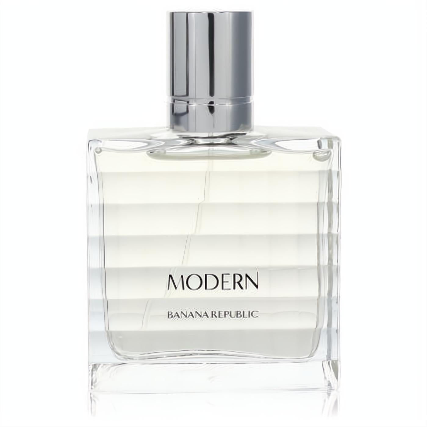 Elevate your style with Banana Republic Modern men's cologne. Clear glass bottle, frosted stripes, sleek silver cap.