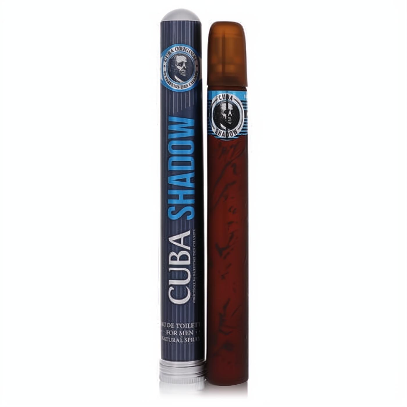 Cuba Shadow men's Eau De Toilette: a sophisticated brown cigar-style bottle with its striking blue branded packaging.