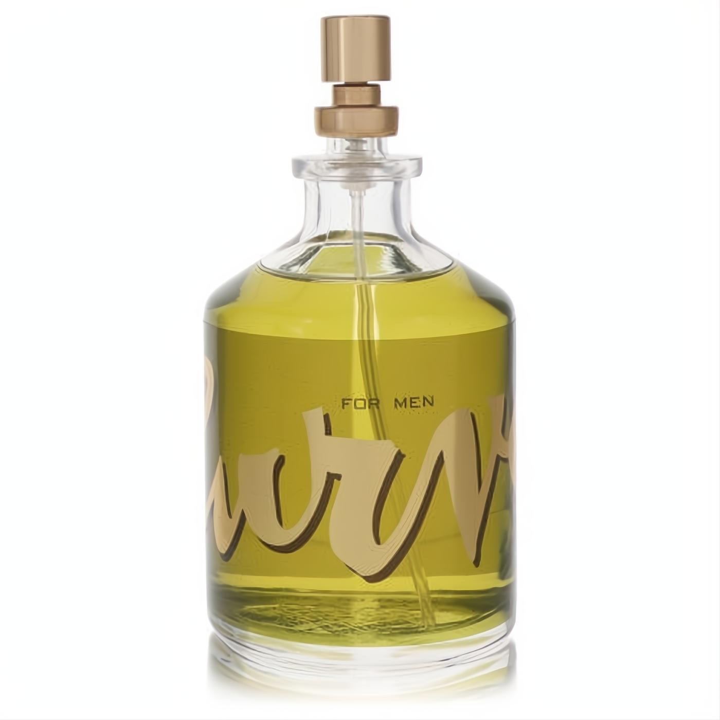Generous Curve for Men cologne spray in a clear glass bottle with vibrant green fragrance and bold gold branding.