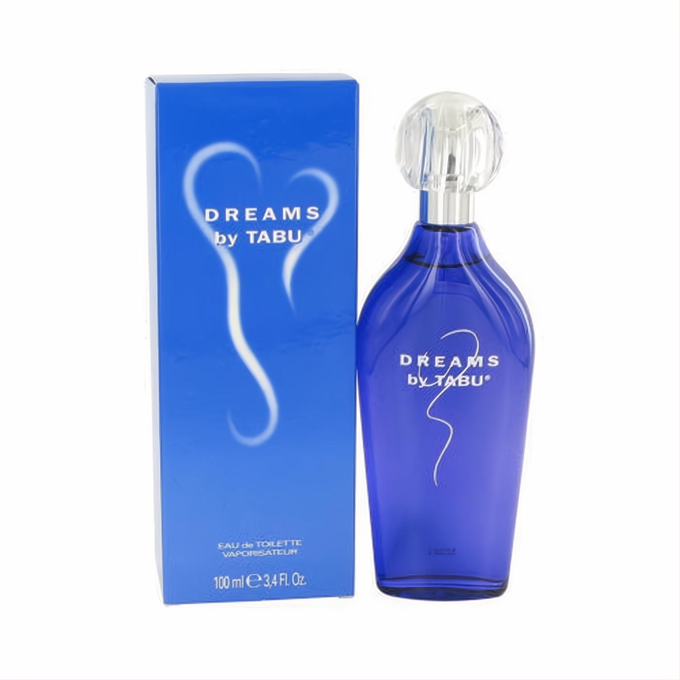 DREAMS by TABU Eau De Toilette, 3.4 fl oz. Elegant blue glass bottle with clear cap and matching box. Refreshing feminine fragrance.