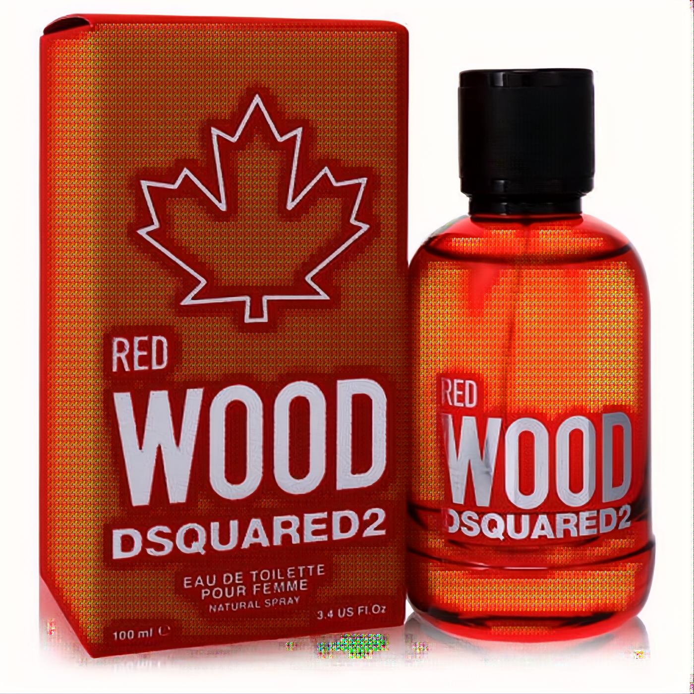 Experience the captivating Dsquared2 Red Wood Eau De Toilette 3.4 oz spray. Bold red bottle and box with iconic maple leaf.