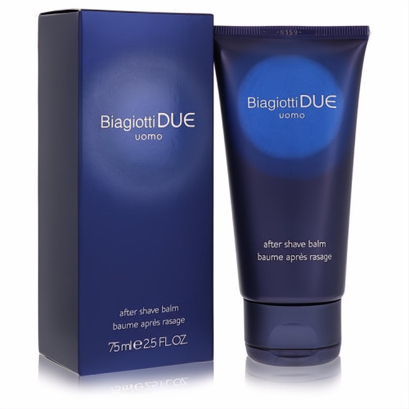 Sophisticated navy Biagiotti DUE Uomo after shave balm, 2.5 oz tube with matching elegant box.