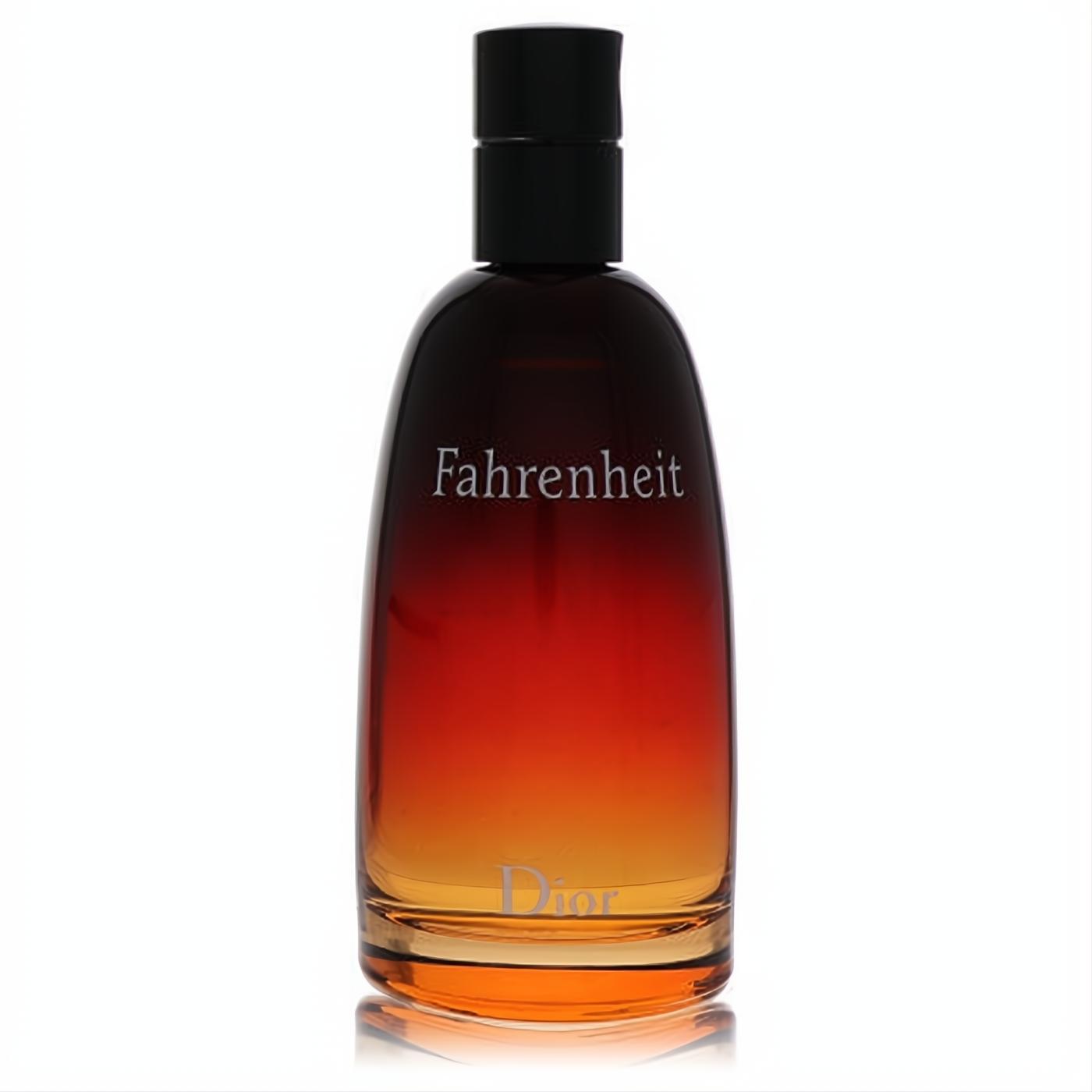Fahrenheit by Dior 3.3 oz men's after shave. Iconic gradient glass bottle, black to red to amber, with sleek black cap.