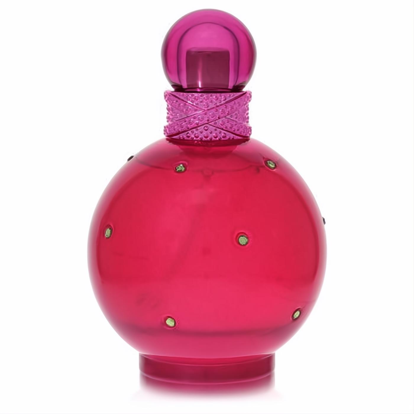 Britney Spears Fantasy 3.3 oz EDP tester. Vibrant pink spherical bottle with sparkling green crystals and a textured neck.
