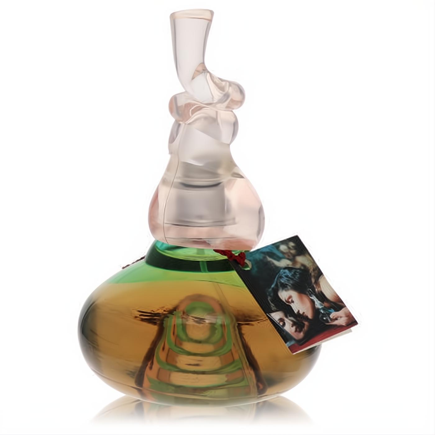 Femina by Alberta Ferretti Eau De Parfum: distinctive amber-green glass bottle with a sculpted clear cap and elegant tag.