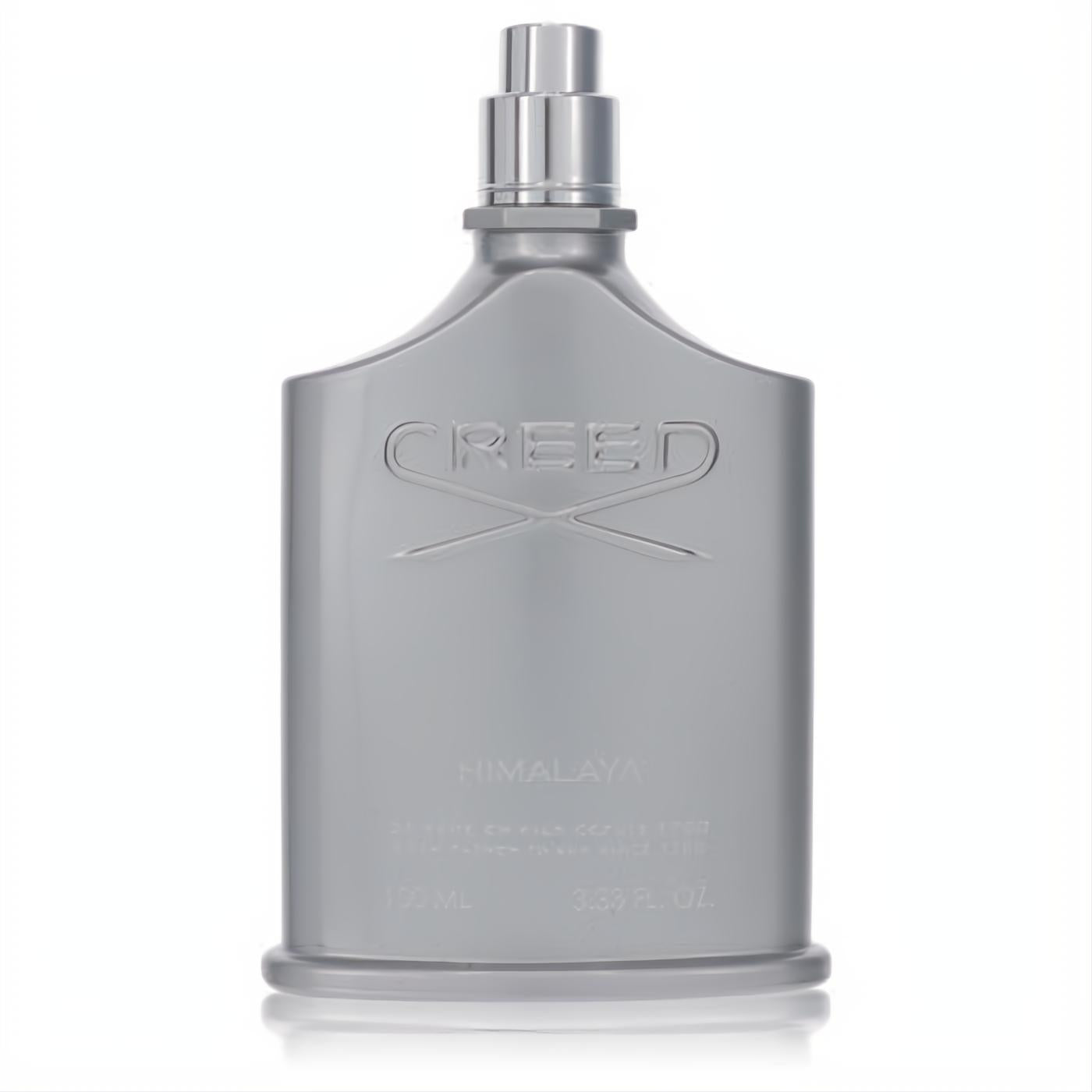 Experience Creed Himalaya 3.3 oz unisex Eau De Parfum spray tester. Sleek silver bottle, metallic cap, embossed logo.