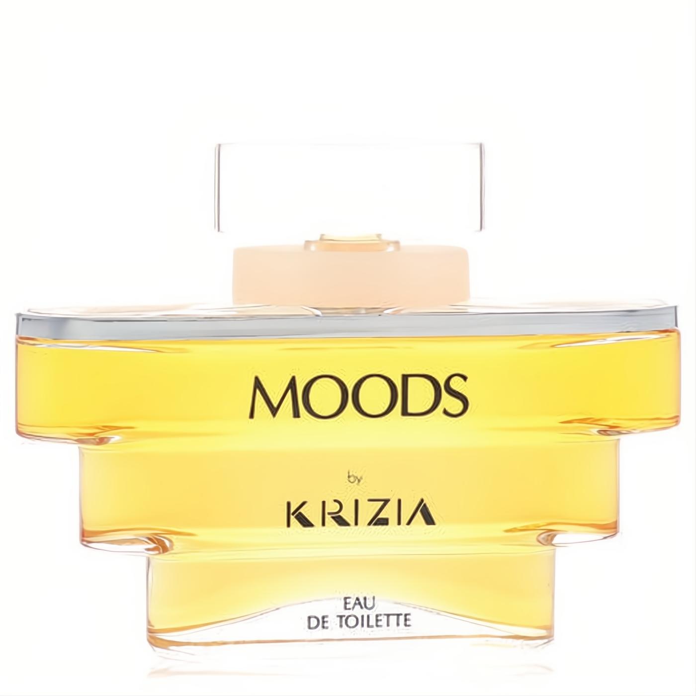 Distinctive Moods by Krizia 3.4 oz women's EDT in a tiered clear glass bottle with golden amber fragrance.