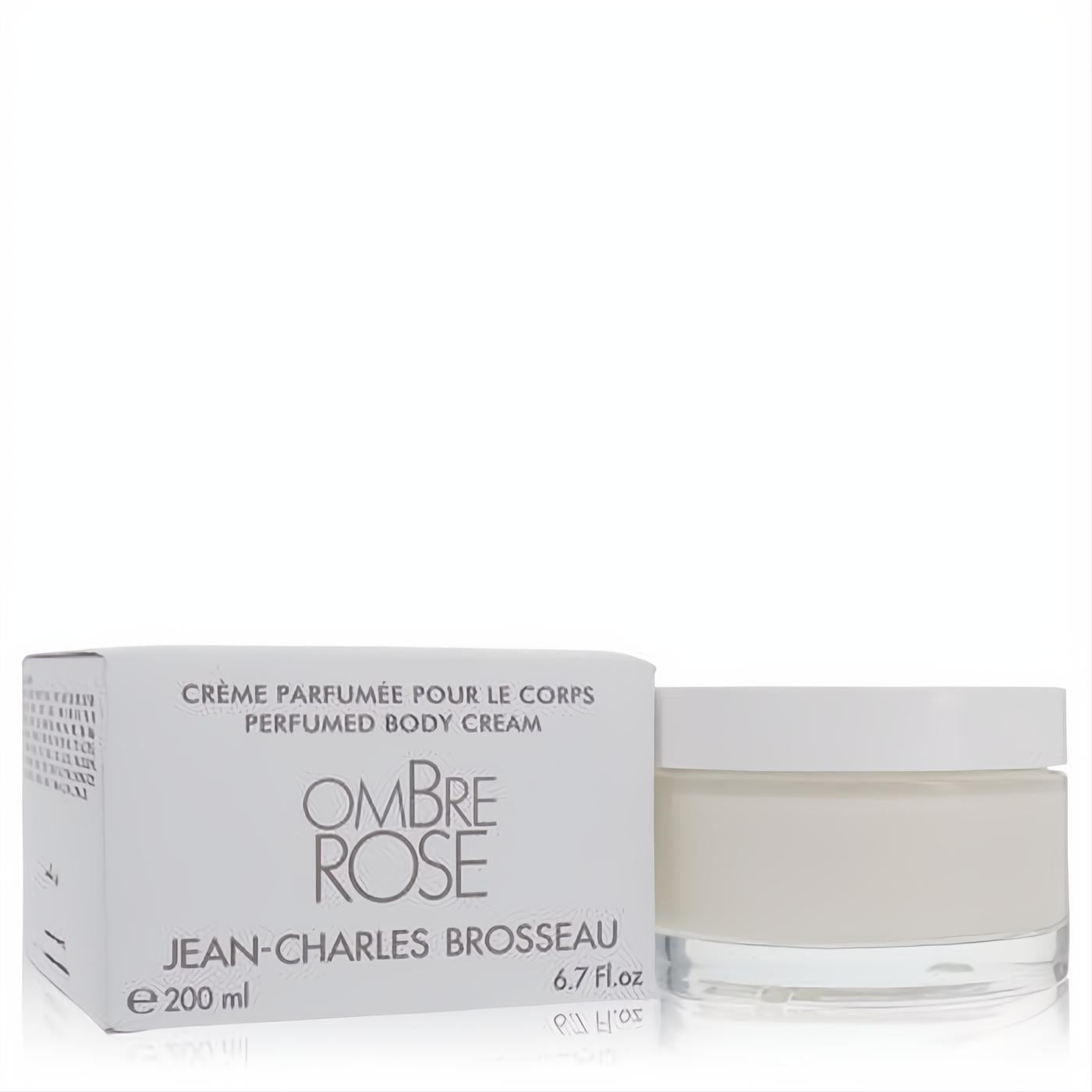 Indulge in Ombre Rose by Brosseau perfumed body cream. White box, clear jar, 6.7 oz for luxurious hydration.