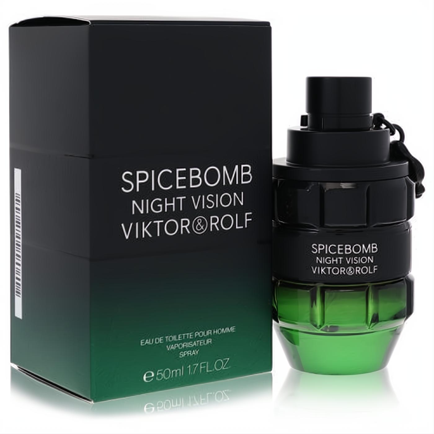 Viktor & Rolf Spicebomb Night Vision 1.7 oz men's cologne. Iconic dark green to black grenade bottle and matching box.