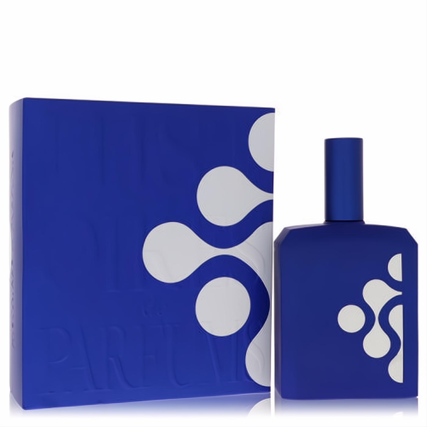 Iconic Histoires De Parfums 'This is not a blue bottle 1.4' fragrance. Matte blue bottle and box feature a distinctive white bubble design.