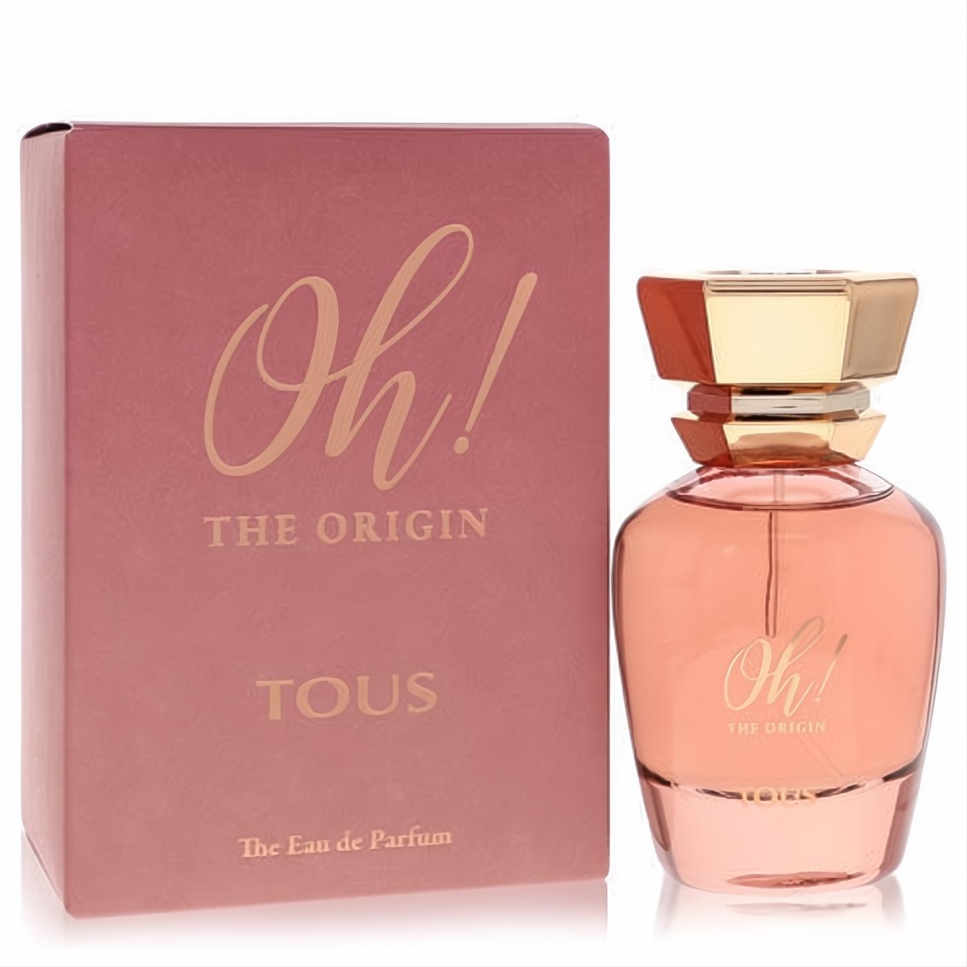 Tous Oh The Origin 1.7 oz women's EDP. Elegant rose gold box & curved bottle with faceted gold cap.