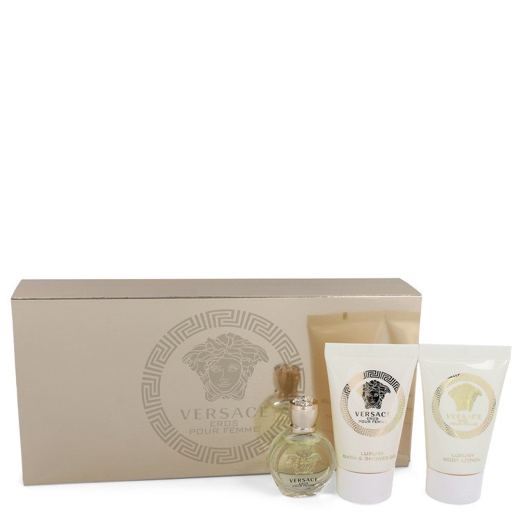 Versace Eros by Versace - Gift Set -- .17 oz Mini EDP + .8 oz Shower Gel + .8 oz Body Lotion