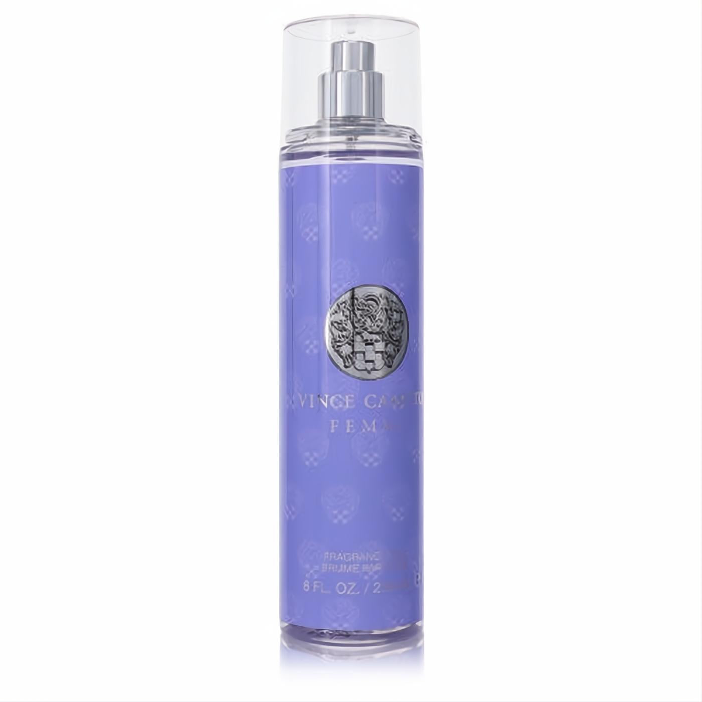 Chic Vince Camuto Femme 8 oz women's body fragrance. Lavender bottle, silver emblem, clear cap.