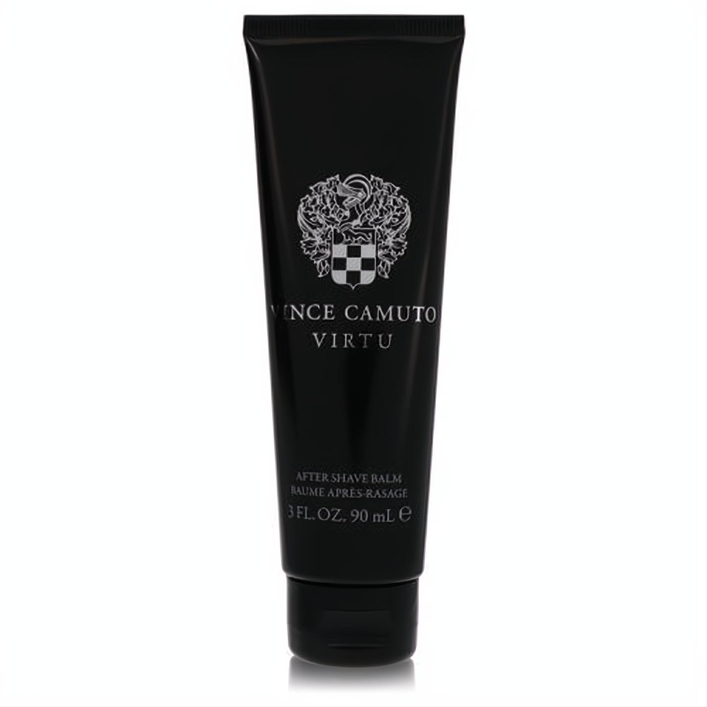 Elevate your routine with Vince Camuto Virtu After Shave Balm. Sleek 3 oz black tube with iconic silver logo.