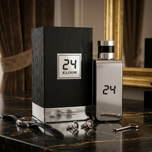 Men's Fragrance Set — Studio - Back View | Generated by Modelize