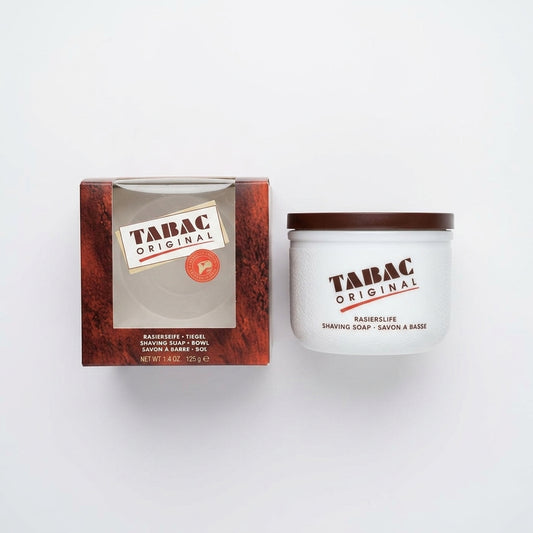 Shaving soap bowl and box — Flat Lay - Front | Generated by Modelize