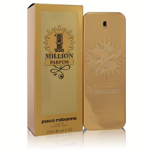 Luxurious Paco Rabanne 1 Million Parfum 6.8 oz men's fragrance. Bold gold bar bottle and matching box.