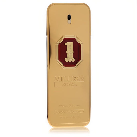 Luxurious gold Paco Rabanne 1 Million Royal men's parfum spray bottle with a bold red '1' emblem.