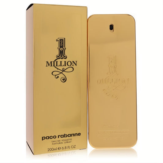 Paco Rabanne 1 Million men's EDT 6.8 oz in a sleek gold bar bottle with matching luxurious gold packaging.
