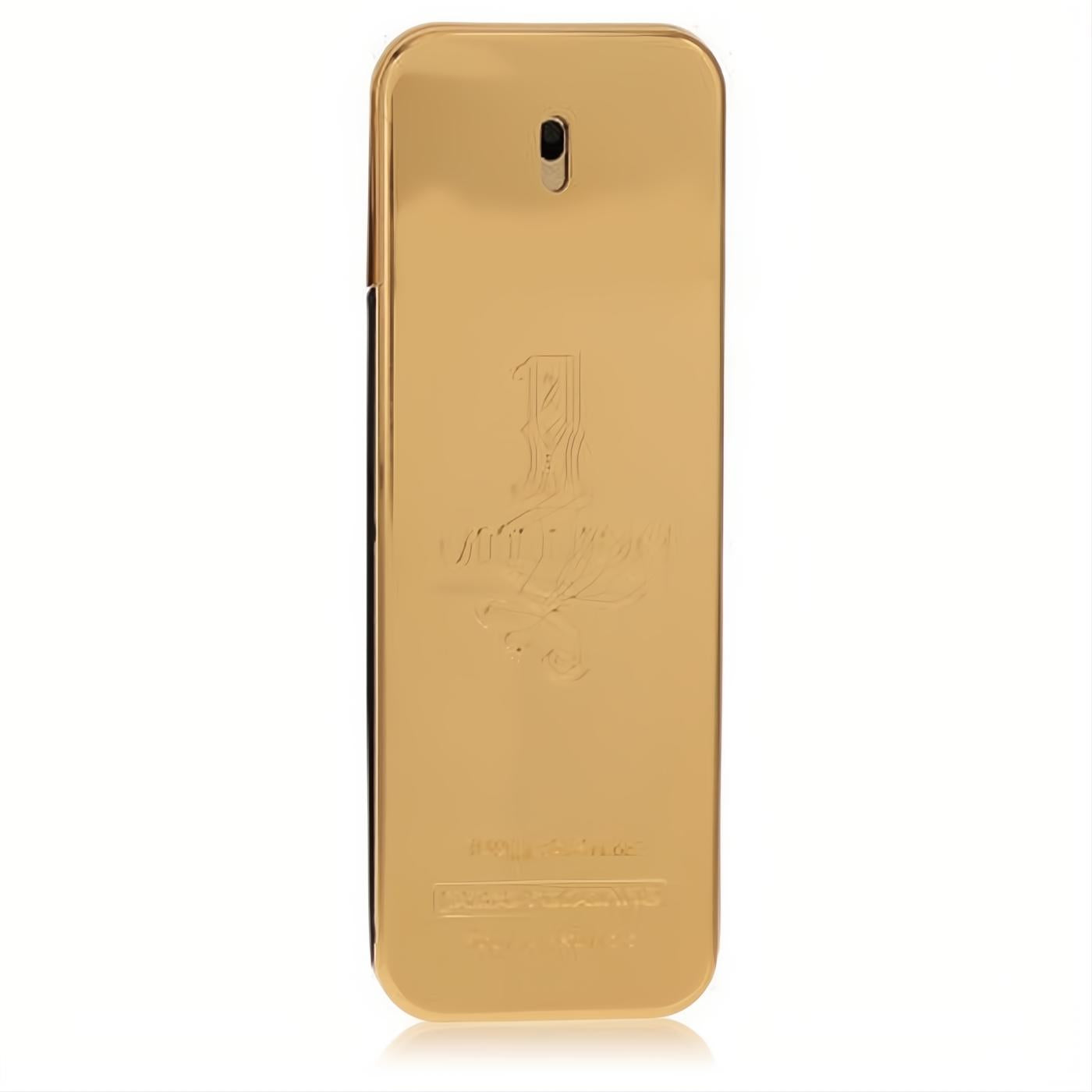 Luxurious Paco Rabanne 1 Million gold bar Eau De Toilette spray tester, sleek metallic bottle with embossed logo.