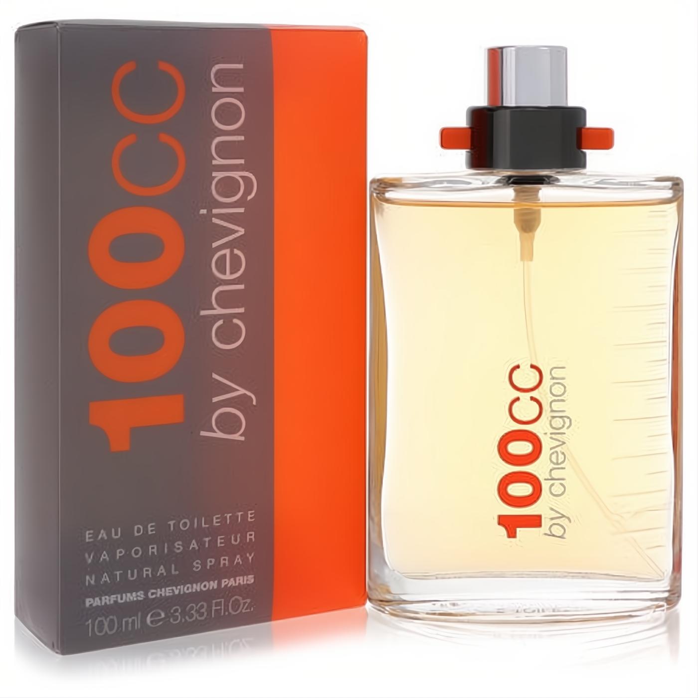 Bold 100cc by Chevignon Eau De Toilette 3.33 oz men's spray. Clear glass bottle with amber liquid, sleek grey & orange packaging.
