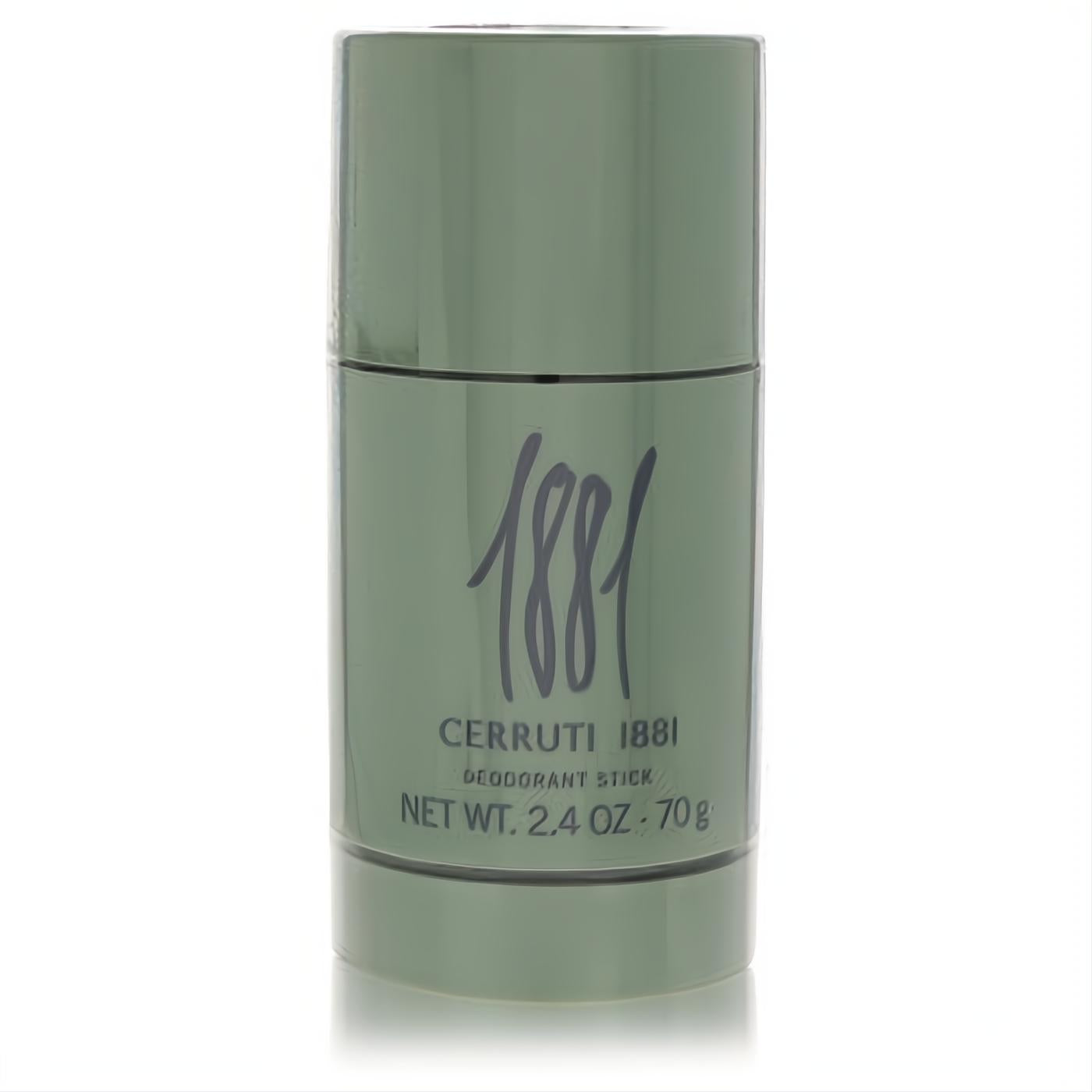 Elevate your routine with Cerruti 1881 men's deodorant stick. Stylish olive green 2.4 oz container with iconic '1881' script.