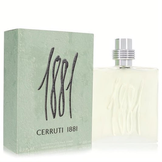 Experience 1881 by Nino Cerruti men's Eau De Toilette 6.7 oz. Clear glass bottle, embossed logo, silver cap, green box.