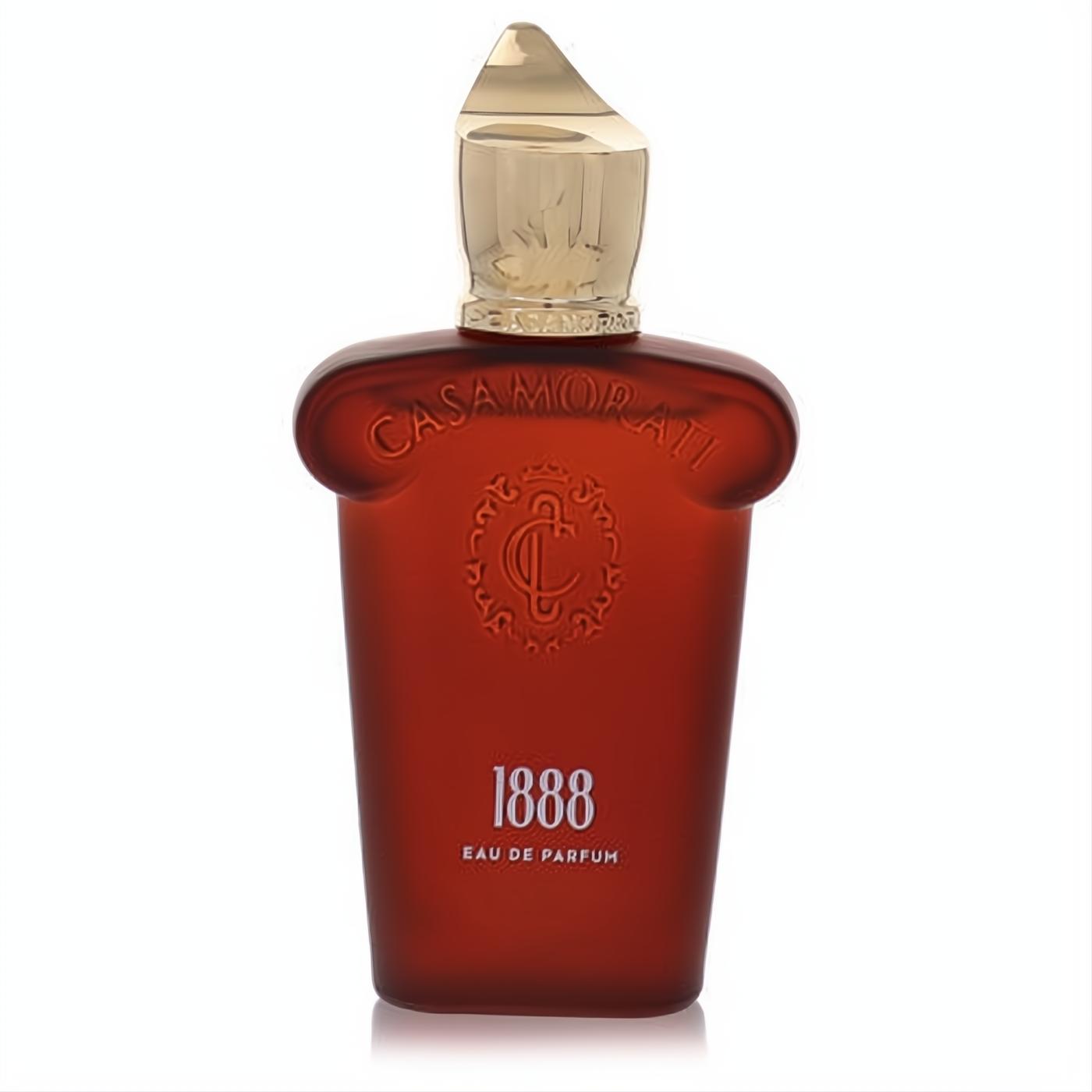 Exquisite Casamorati 1888 Xerjoff Eau de Parfum in a rich terracotta bottle with a sculpted gold cap.