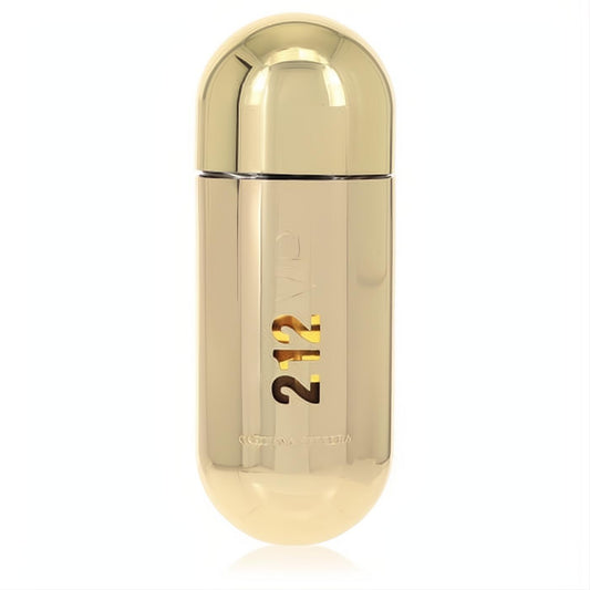 Luxurious gold 212 VIP Carolina Herrera Eau De Parfum spray bottle, sleek capsule design for women.