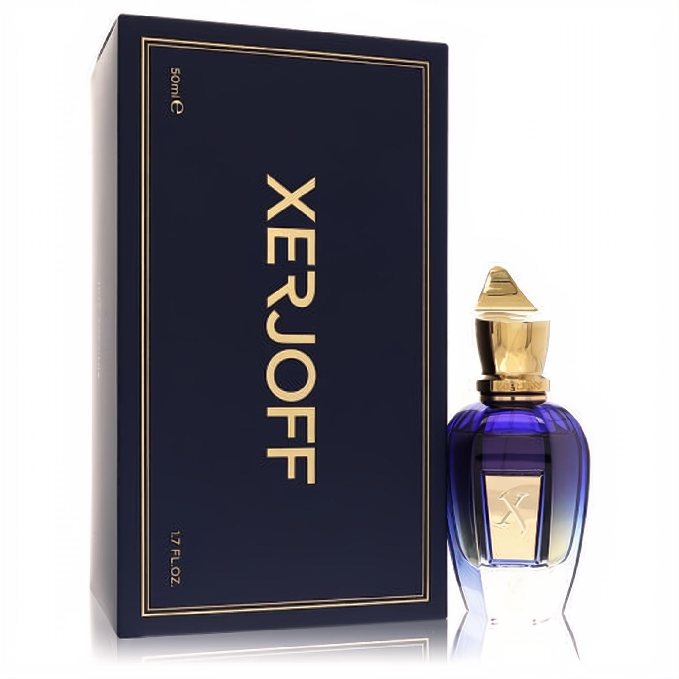 Elegant Xerjoff 40 Knots unisex EDP, 1.7 oz, in a stunning blue-gold gradient bottle with a luxurious gold cap and sleek navy box.