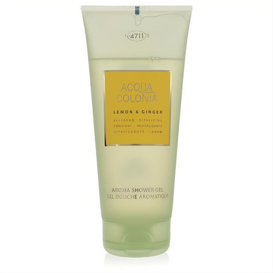 Refresh your senses with 4711 Acqua Colonia Lemon & Ginger 6.8 oz shower gel. Translucent green tube, elegant yellow label.