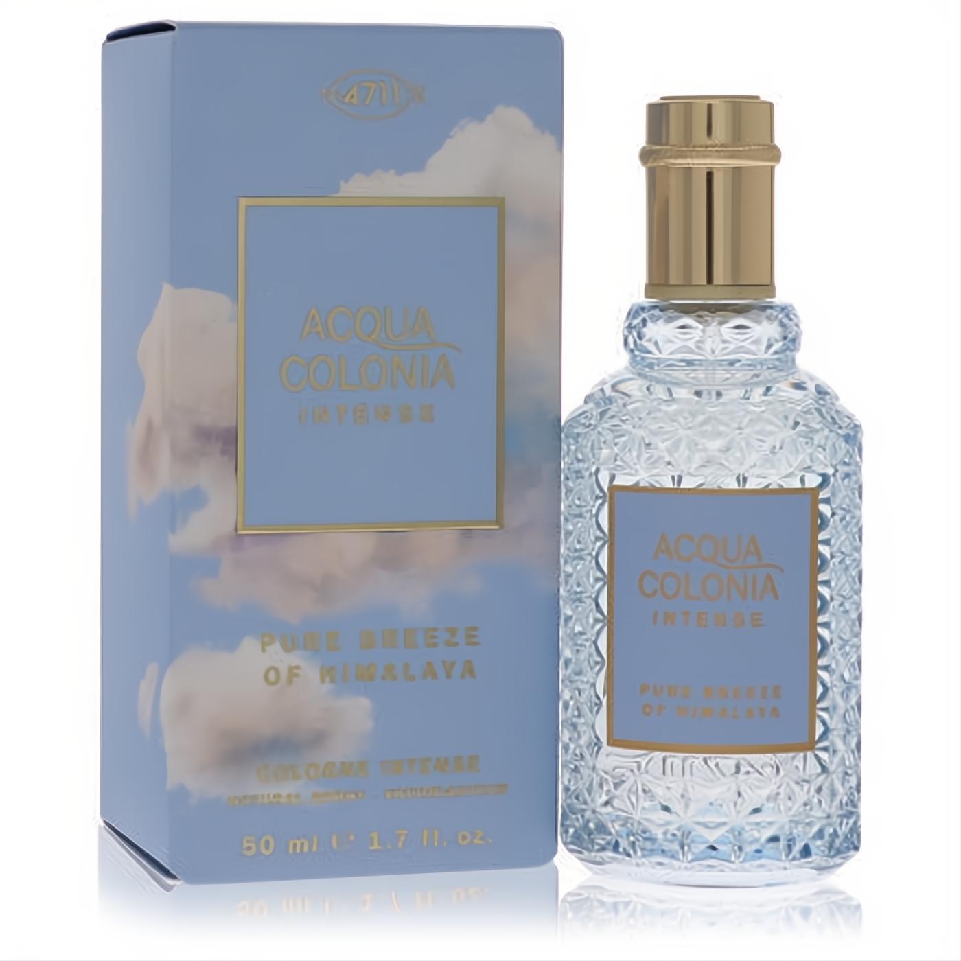 Refreshing 4711 Acqua Colonia Pure Breeze of Himalaya 1.7 oz unisex cologne. Elegant clear glass bottle, gold cap, light blue box.