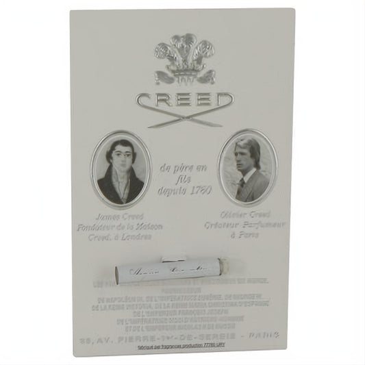 Experience Creed Acqua Fiorentina .05 oz perfume sample vial on an elegant silver card, featuring the iconic embossed logo and founder portraits.