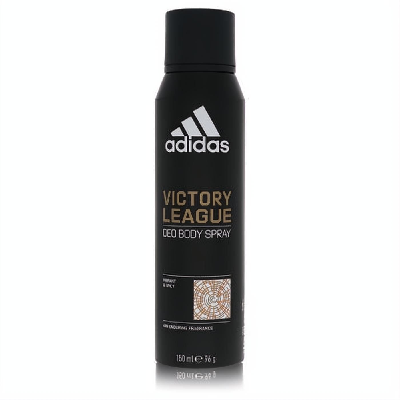 Elevate your style with the sleek matte black Adidas Victory League 150ml men's deodorant body spray.