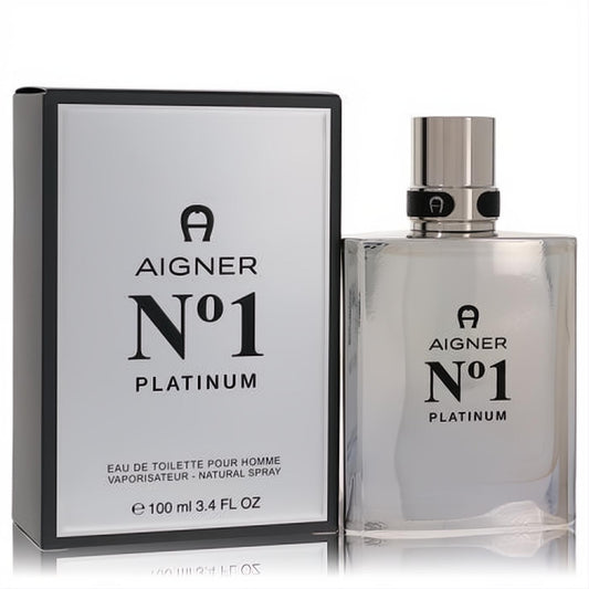 Experience Aigner No. 1 Platinum 3.4 oz men's EDT. Sleek silver bottle & sophisticated black box.