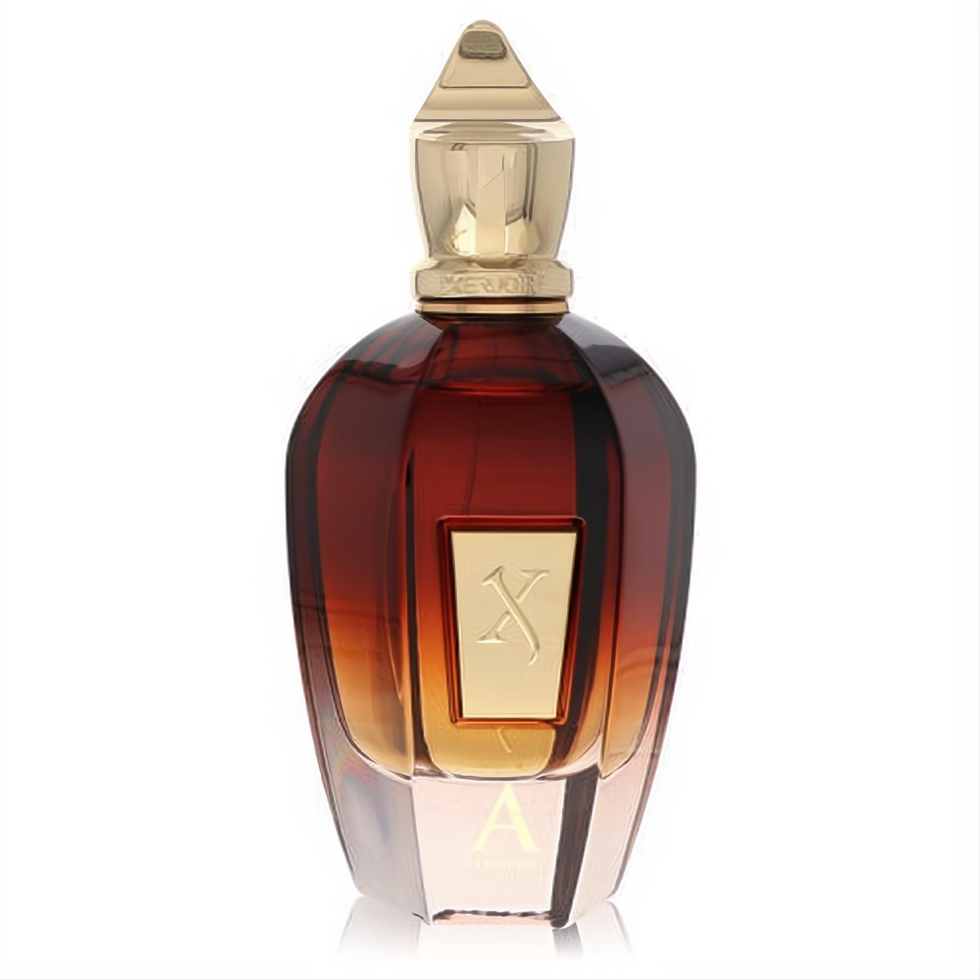 Luxurious Xerjoff Alexandria II EDP bottle with gradient amber glass, elegant gold cap, and iconic X logo.