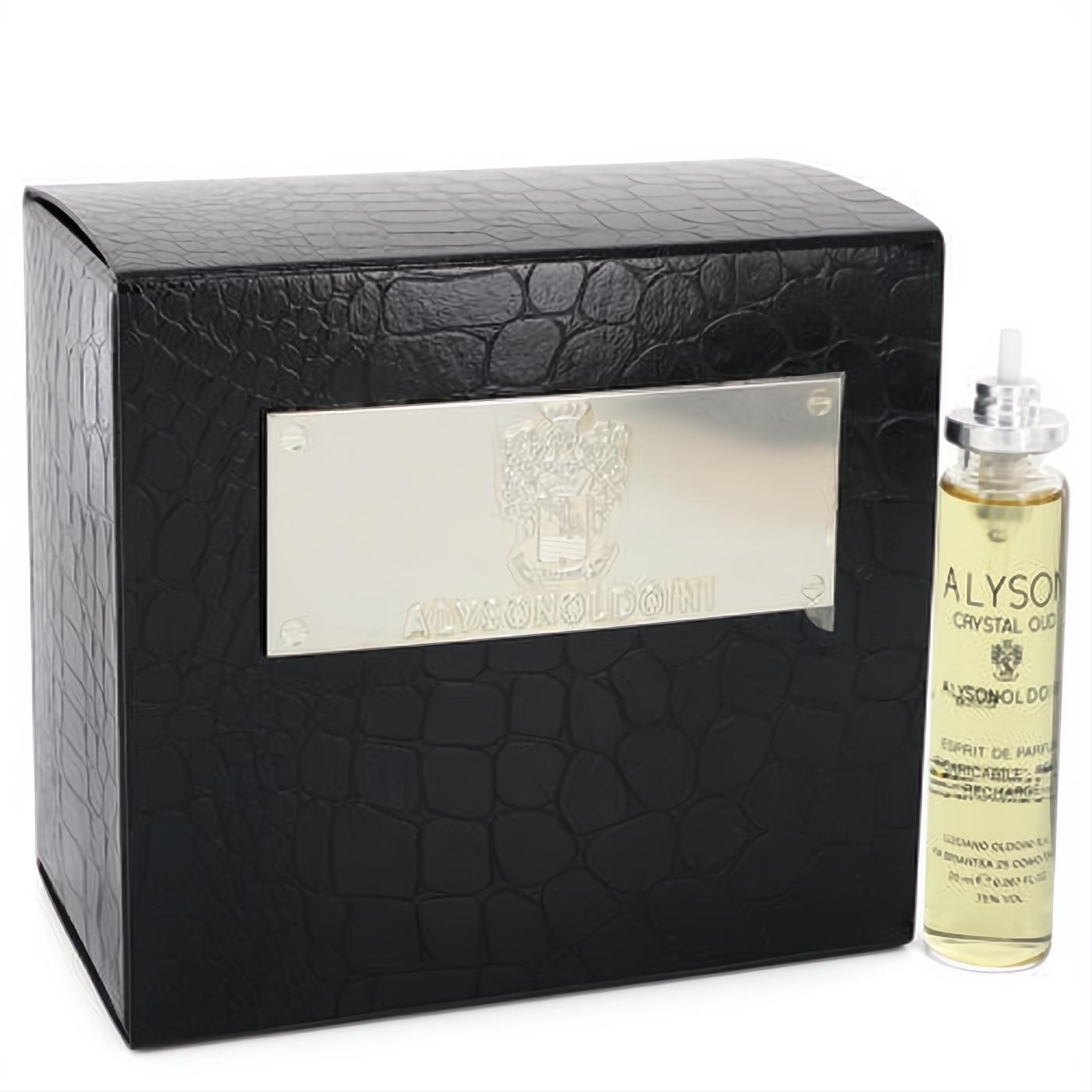 Alyson Oldoini Crystal Oud 1.4 oz Eau De Parfum. Elegant black croc-embossed box with silver plaque & clear refillable spray.