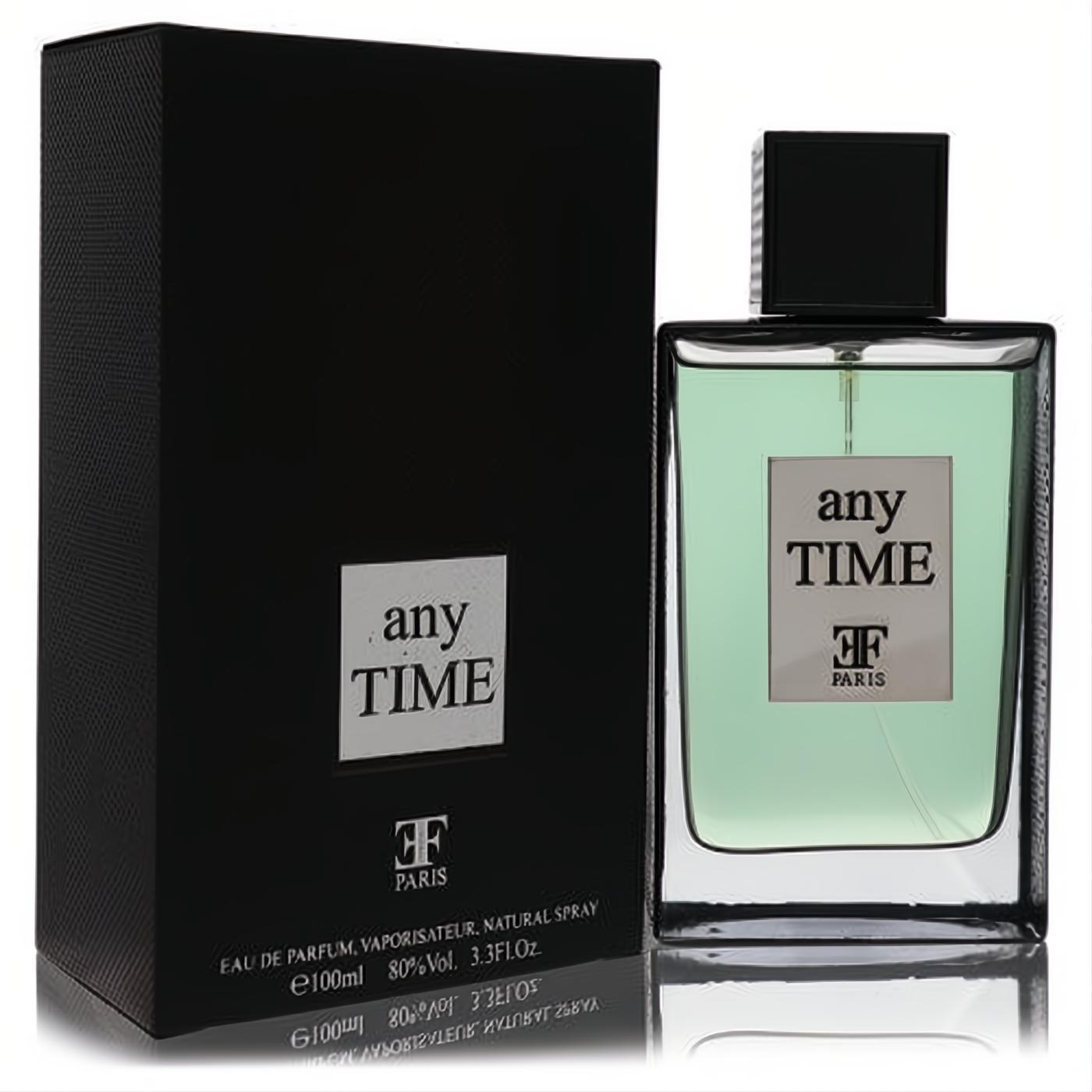 Sophisticated Any Time by Elysee Fashion 3.3 oz men's cologne. Black box, sleek clear bottle with refreshing green fragrance.