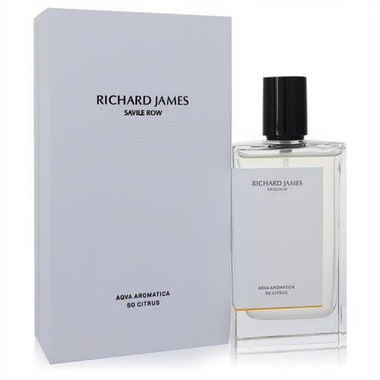 Richard James Aqua Aromatica So Citrus cologne spray in a sleek clear glass bottle with black cap and elegant white box.