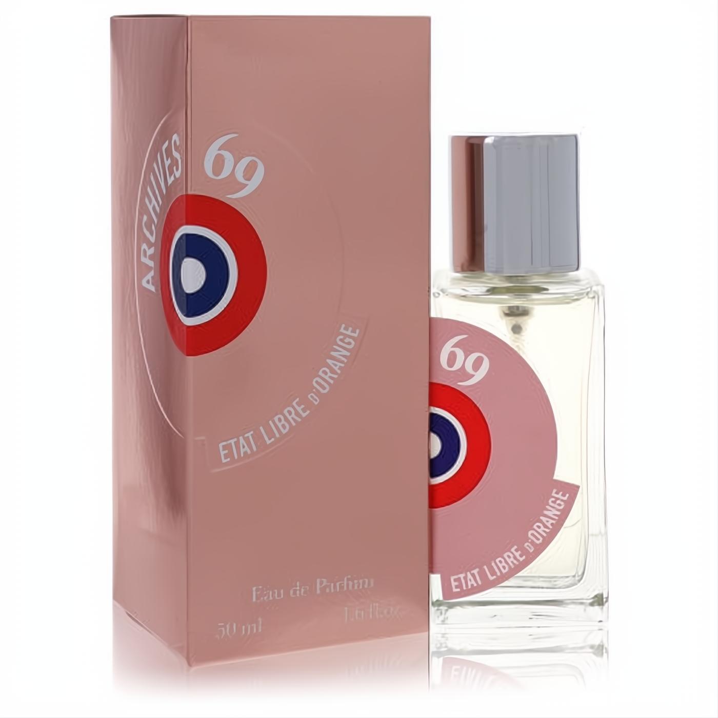 Etat Libre D'Orange Archives 69 1.6 oz EDP. Clear glass bottle with silver cap, elegant pink box and label.