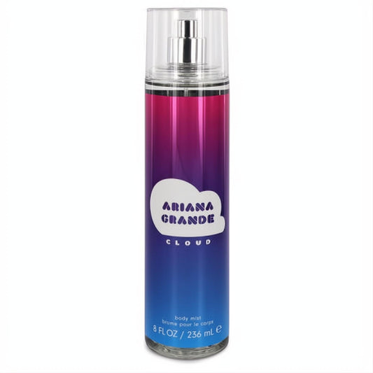 Ariana Grande Cloud 8 oz body mist. Vibrant pink-to-blue gradient bottle with a clear cap and signature cloud logo.