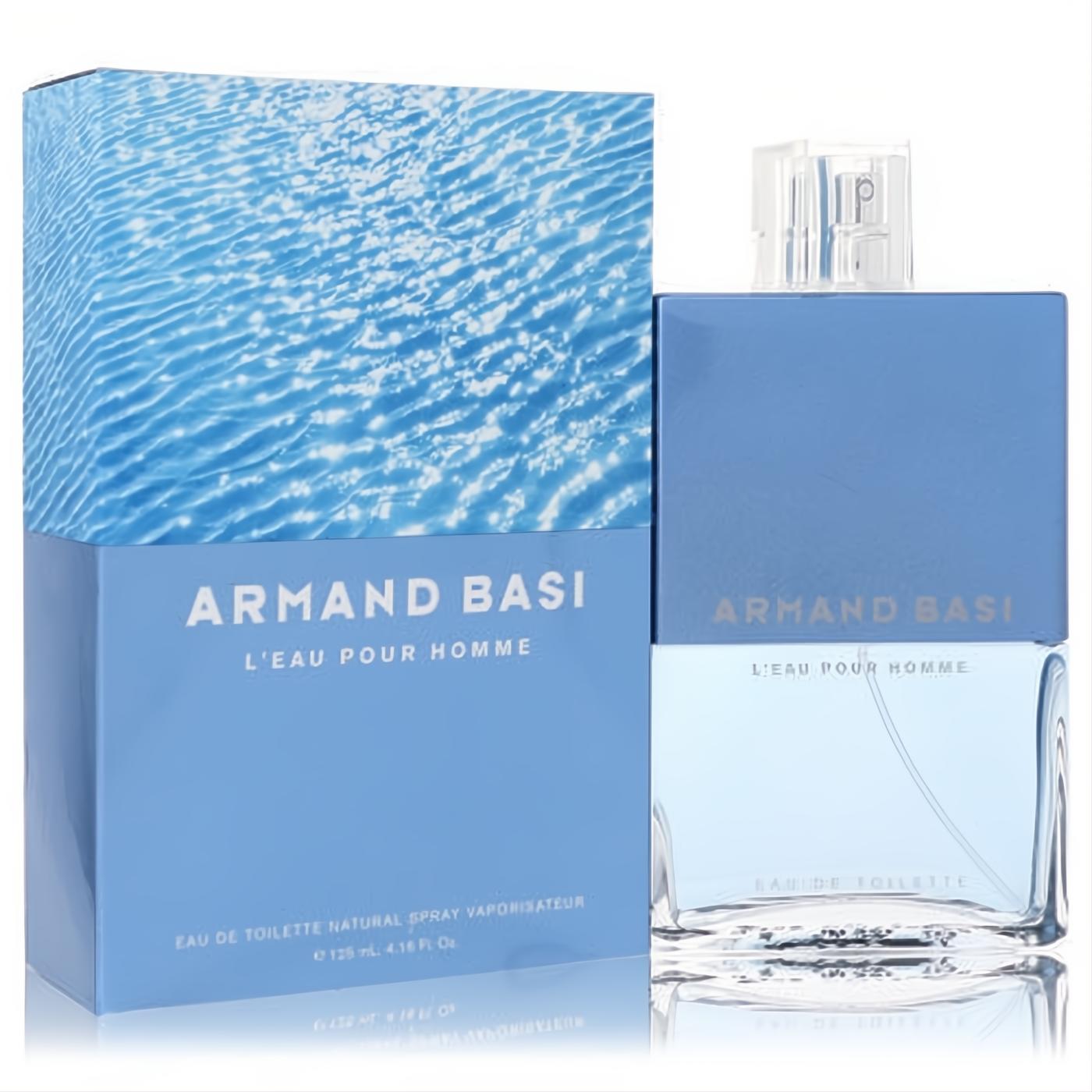 Discover Armand Basi L'eau Pour Homme 4.2 oz men's EDT. Fresh, modern blue bottle and wave-patterned box.