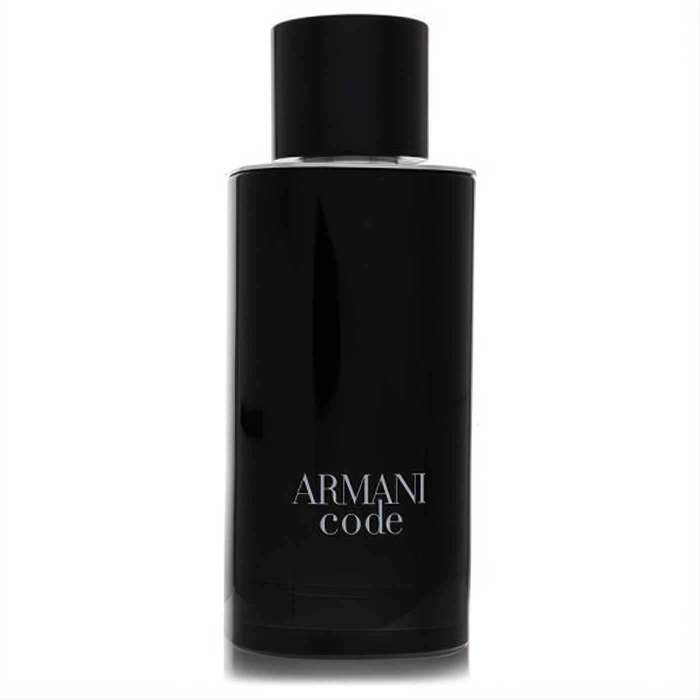 Elevate your style with Armani Code men's Eau De Toilette. Sleek, black 4.2 oz refillable bottle.