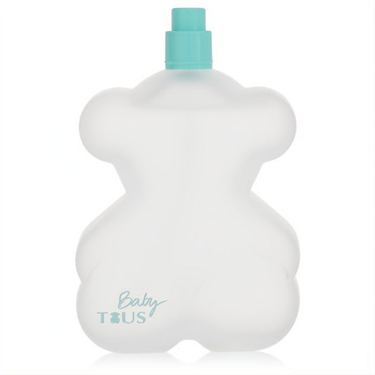 Charming Baby Tous frosted white bear cologne spray bottle, featuring a bright turquoise cap and "Baby Tous" logo.