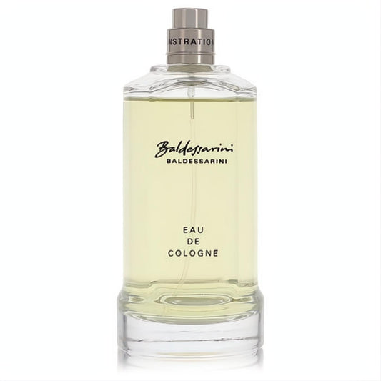 Baldessarini by Hugo Boss Eau De Cologne tester. Elegant clear glass bottle with silver cap and light amber men's fragrance.